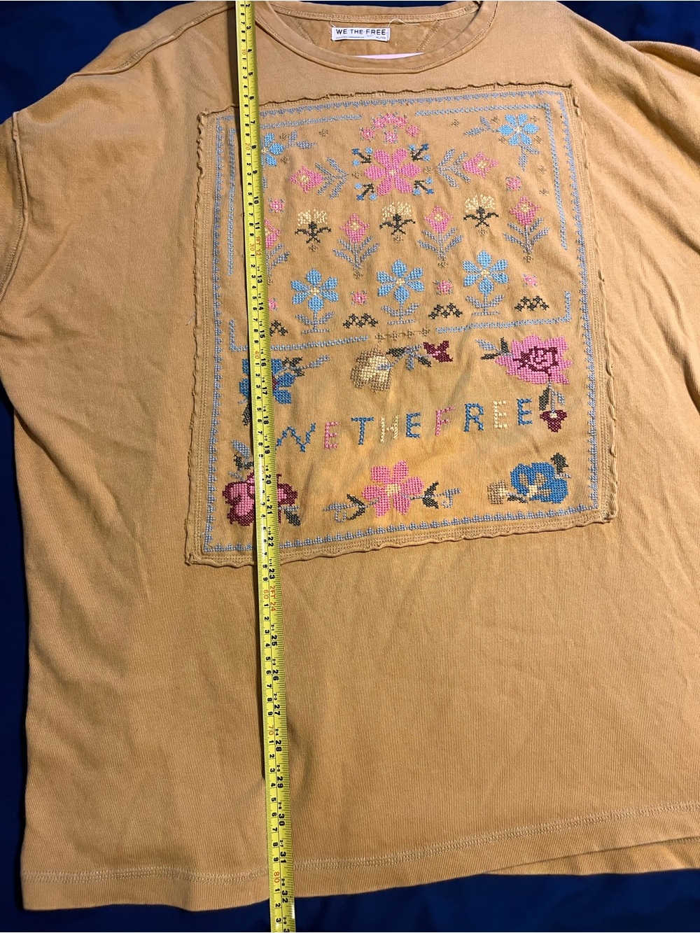 We The Free Mustard Yellow Floral Embroidered Boxy Tee - Picture 8 of 8